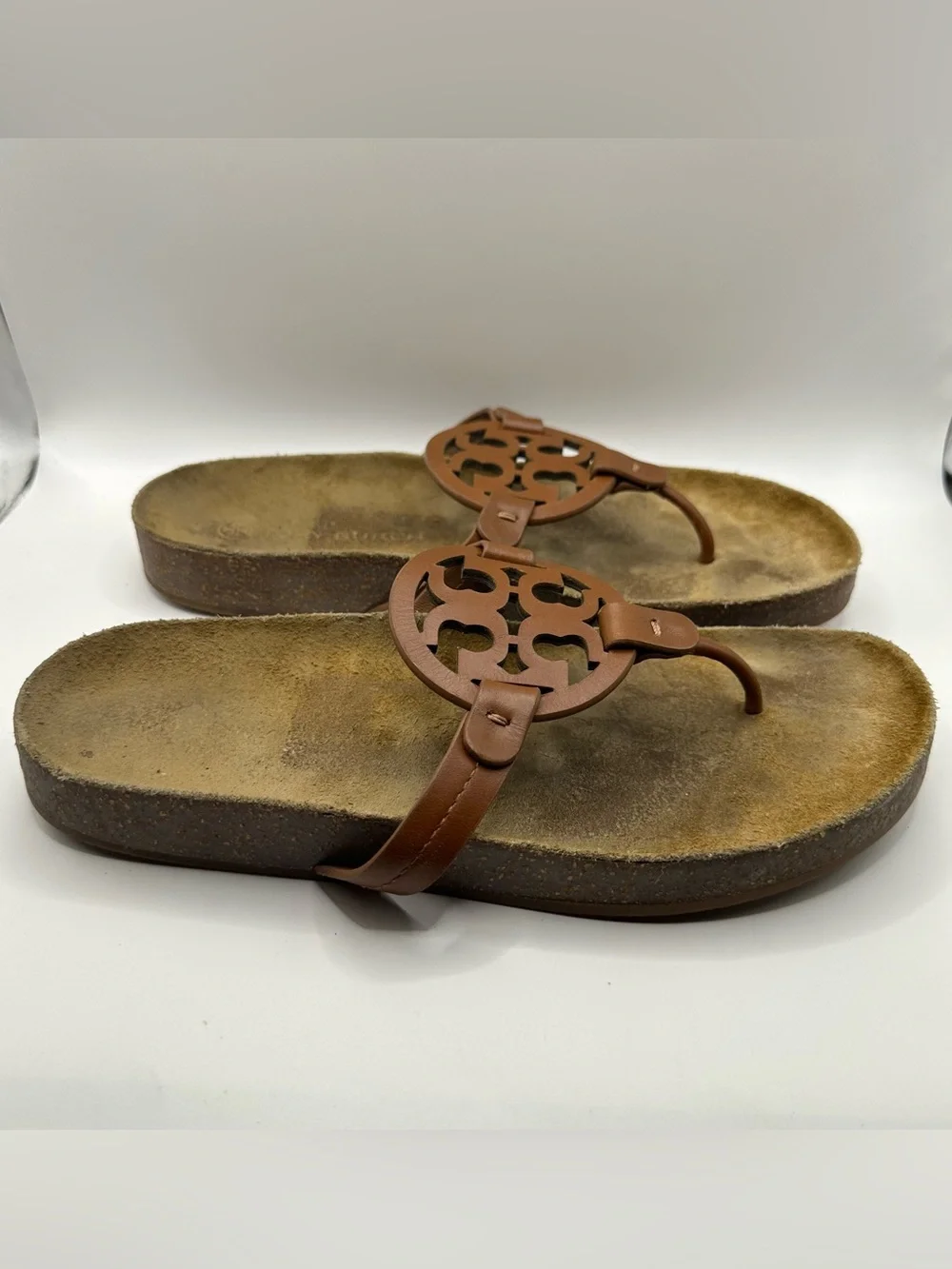 Tory Burch Brown Leather Miller Thong Sandals